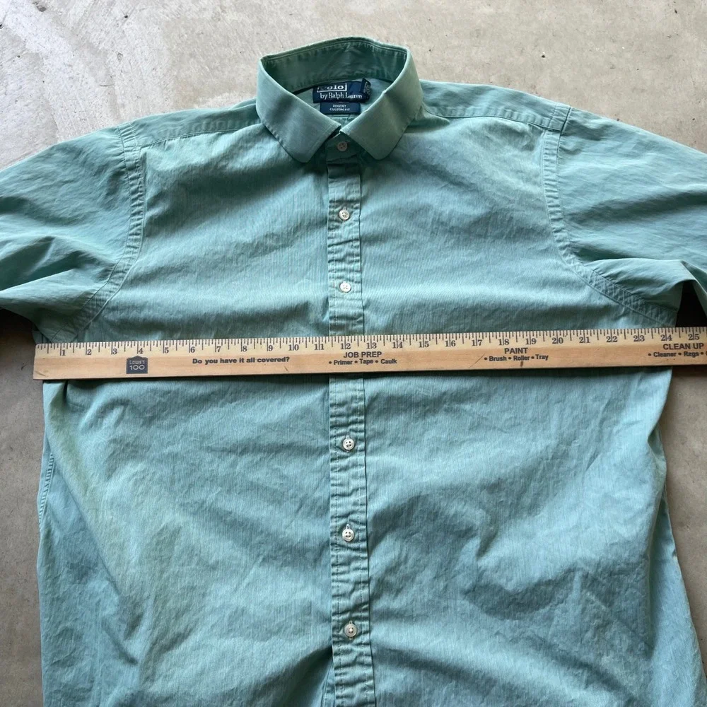 Polo Ralph Lauren Regent Custom Fit Button Down Shirt Teal Green Mens 17.5 32/33